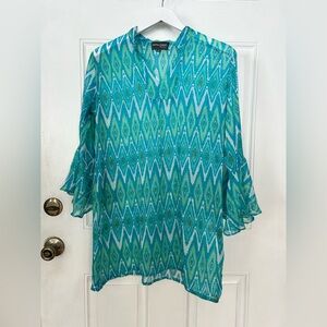 Chic Blue Geometric Swim Coverup